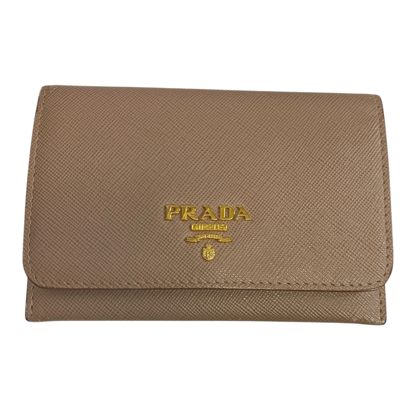 品 PRADA プラダ カードケース パスケース ピンクベージュ レザー A100105RK