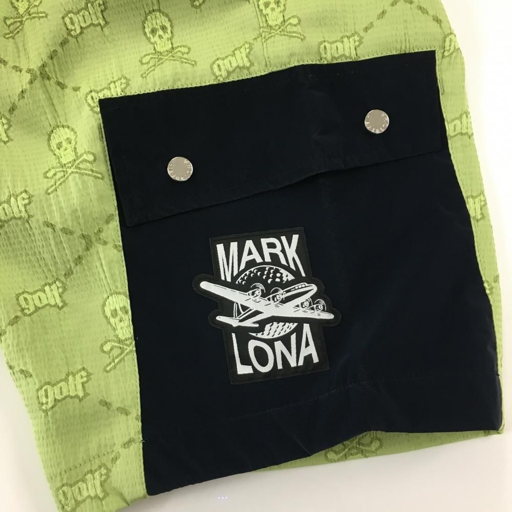 価格 マークアンドロナ ハーフパンツ ライトグリーン×ネイビー スカル総柄 織生地 メンズ 48 L ゴルフウェア モデル MARK＆LONA LLC-HASEGAWATOSO_COM