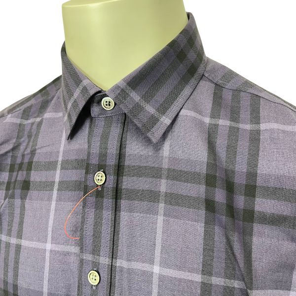 ◆ バーバリーロンドン BURBERRY LONDON シャツ ノバチェック パープル 黒 毛 L メンズ S5V693
