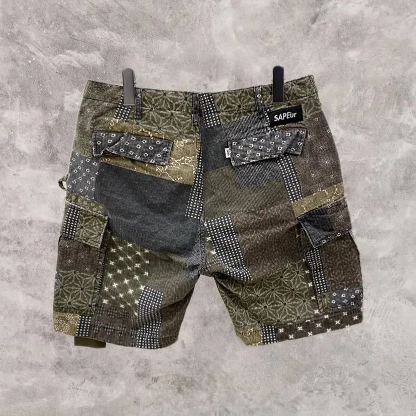 sapeur カーゴパンツ　短パン　ハーフ　サプール　パッチワーク　ヴィンテージ 71.SAPEur ヴィンテージパッチワークカーゴショーツ - メルカリ