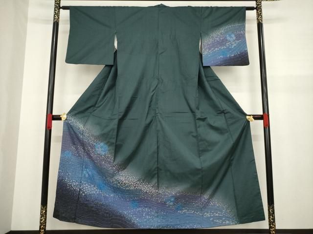 平和屋着物●本場染大島紬　訪問着　絞り　雪輪花文　暈し染め　正絹　逸品　AAAZ8111ck 平和屋着物○本場染大島紬 訪問着 絞り 雪輪花文 暈し染め 正絹 逸品