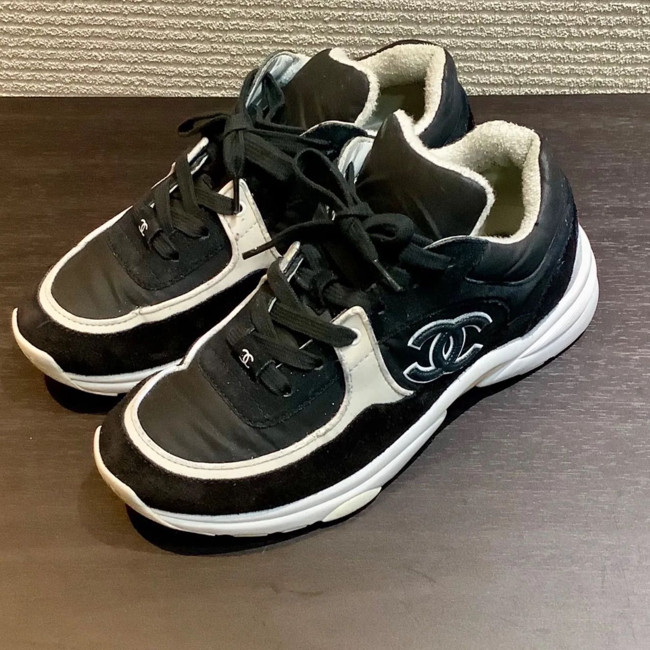 CHANEL シャネル　スニーカー　シューズ　黒　ブラック　ココマーク　24cm CHANEL シャネルスニーカーシューズ黒ブラックココマーク24cm