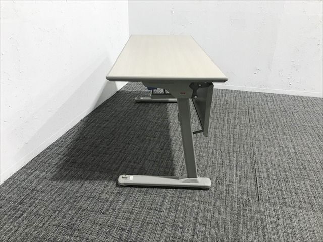 会議テーブル フラップ式 8184型 Lタイプ 幕板付 オカムラ ノーサイドオークライトグレー