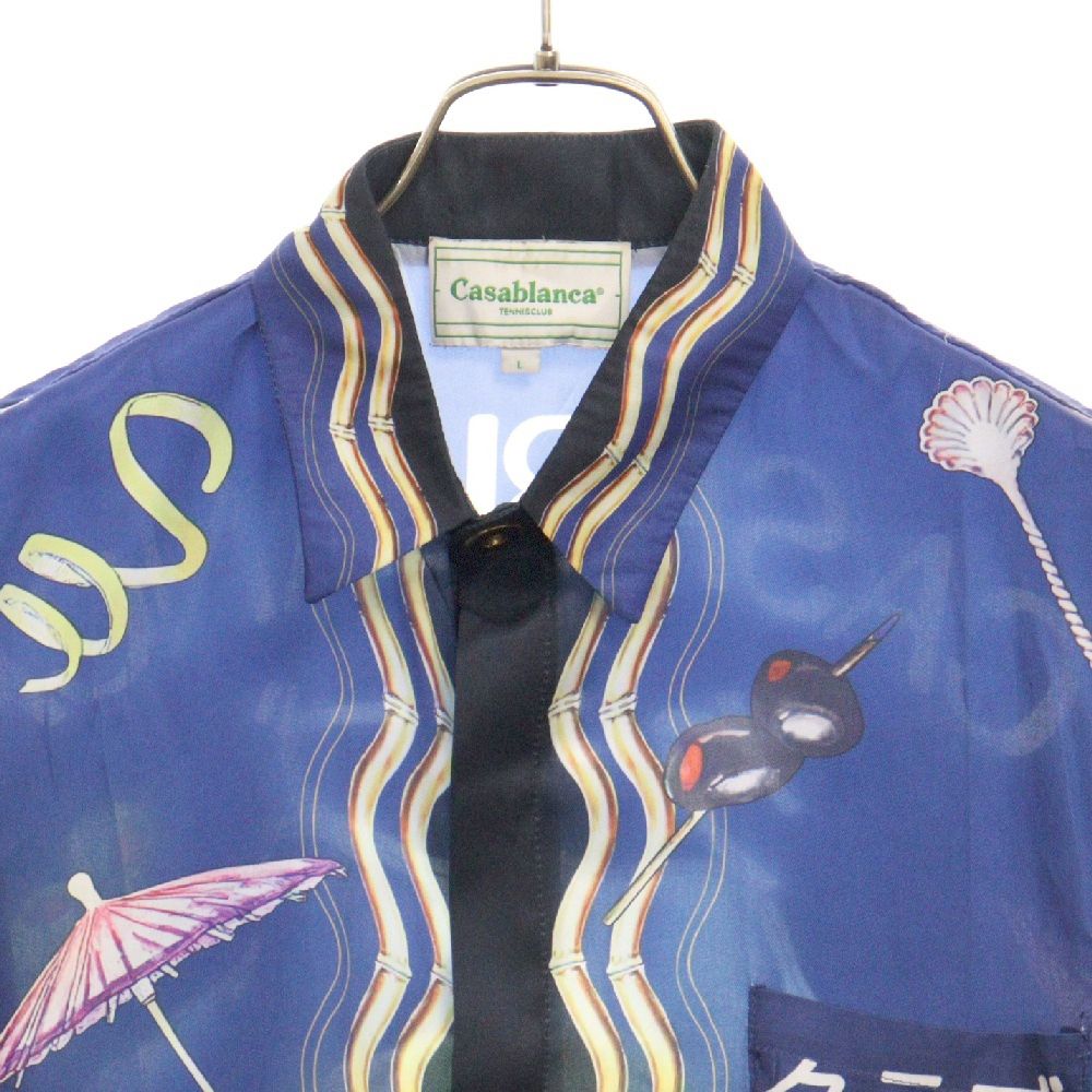 カサブランカ　シルクシャツ YZERR着用】カサブランカ☆総柄シルクシャツ 南国 ヤシの木 超