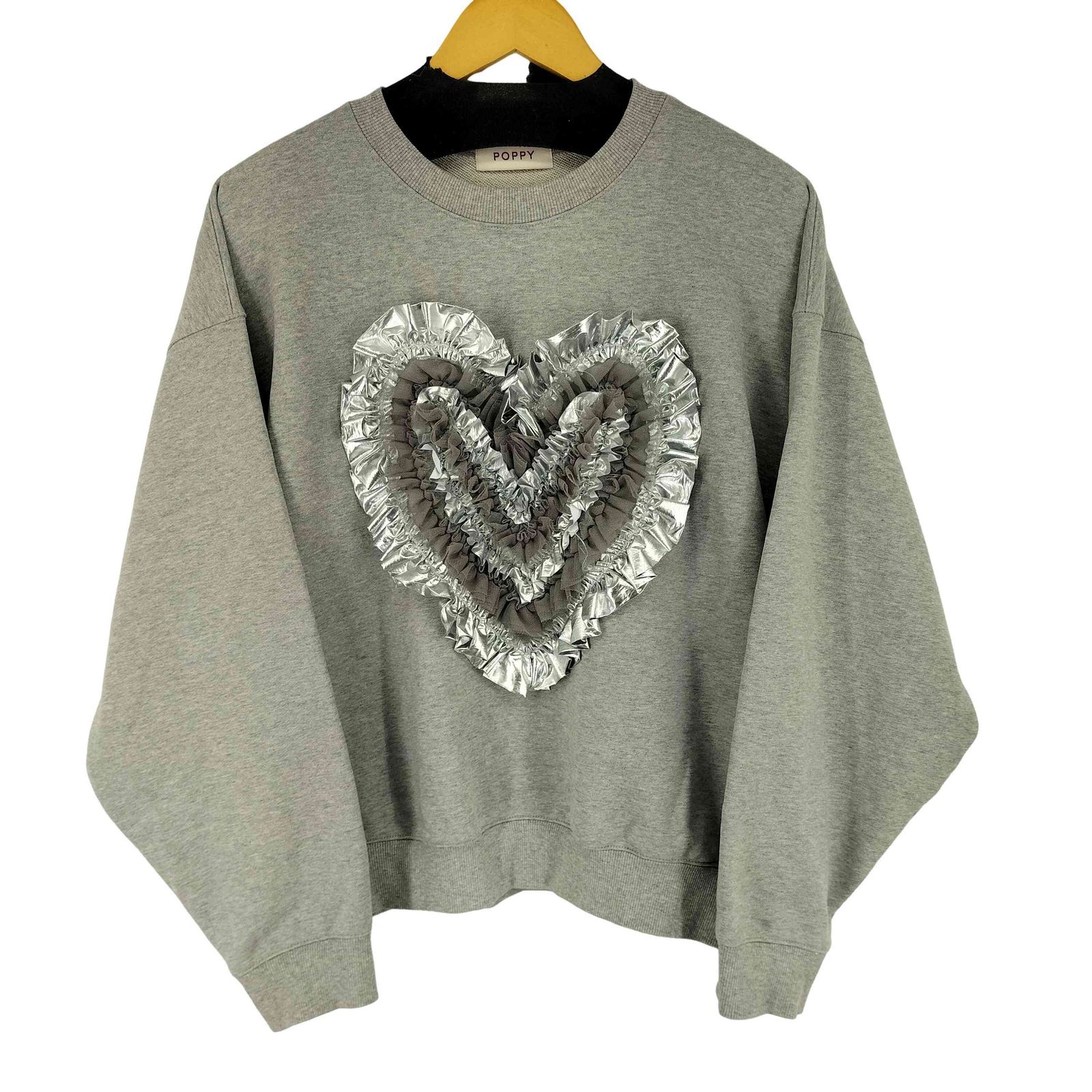 【nagisa♡】POPPY Heart tulle sweatshirt Heart tulle sweatshirt (black)