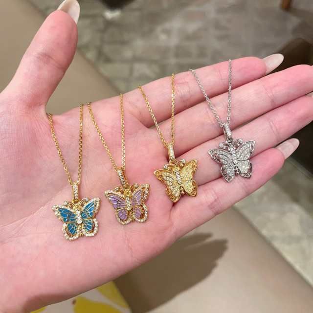 ネックレス ペンダント 蝶々 ins キラキラ 可愛い 女性 人気 彼女 バレンタイン お祝い 誕生日 大人気 記念日 プレゼント S925銀 金属アレ