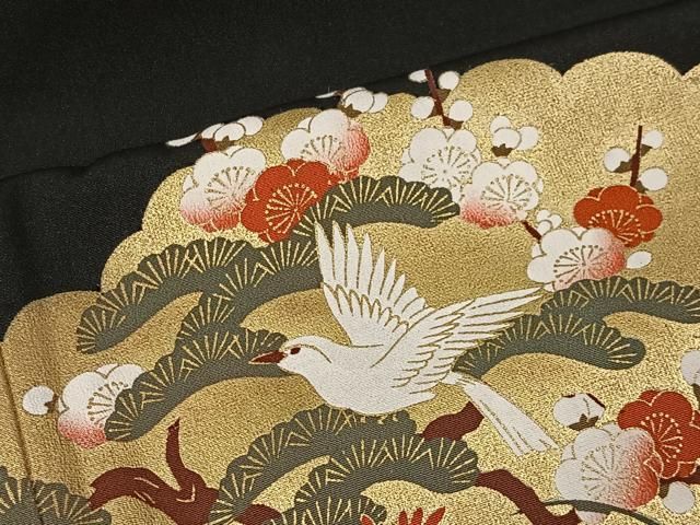 平和屋着物□豪華黒留袖 花鳥文 金彩 正絹 逸品 CAAW2104ua