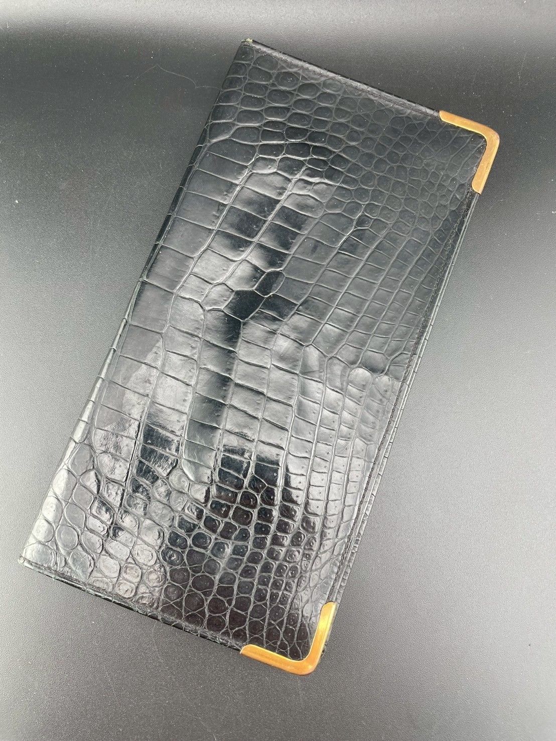 【中古品】CELINE セリーヌ　クロコダイル　レザー　二つ折り　長財布 中古品】CELINE セリーヌ クロコダイル レザー 二つ折り 長財布