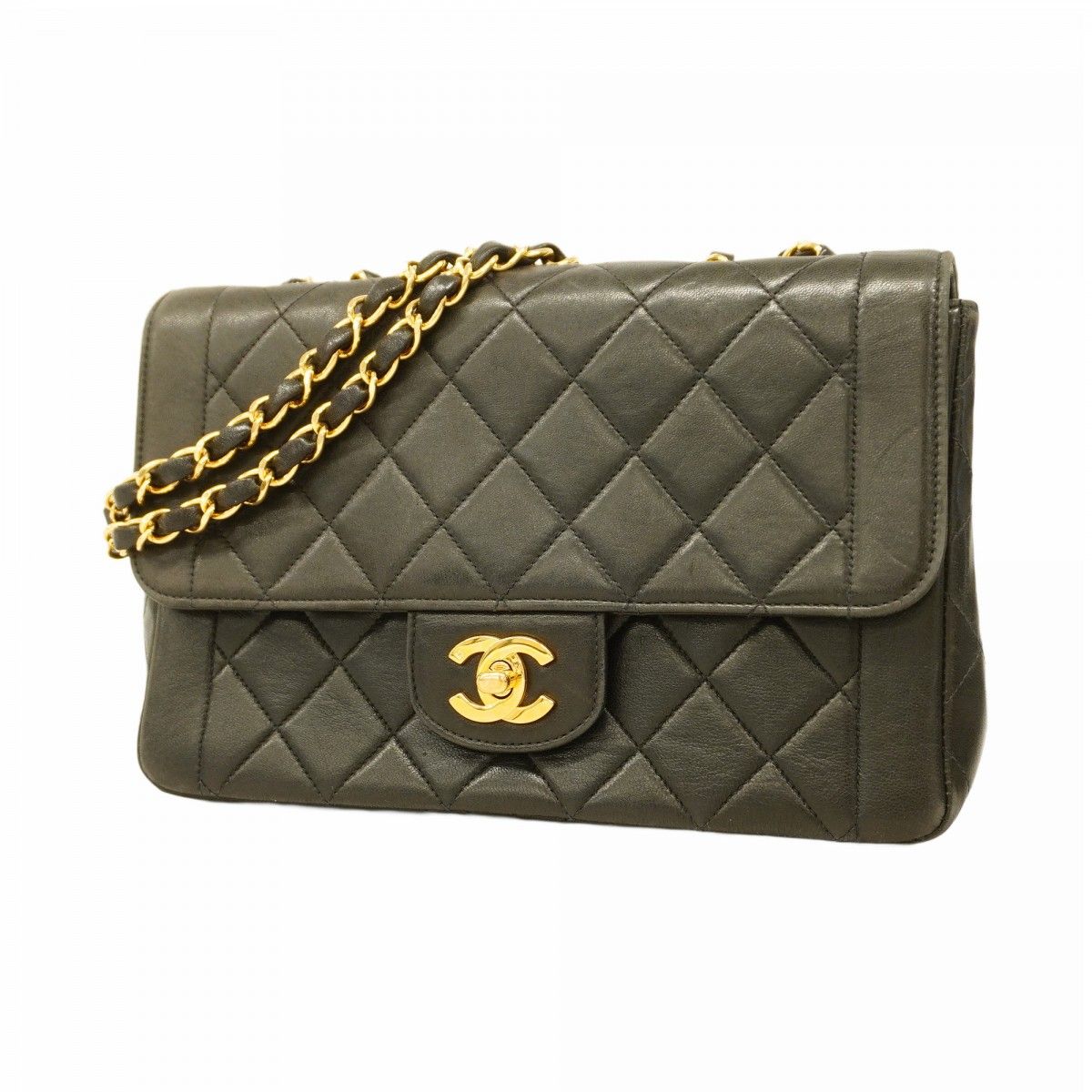 5ce4840】シャネル ショルダーバッグ マトラッセ ラムスキン ブラック  