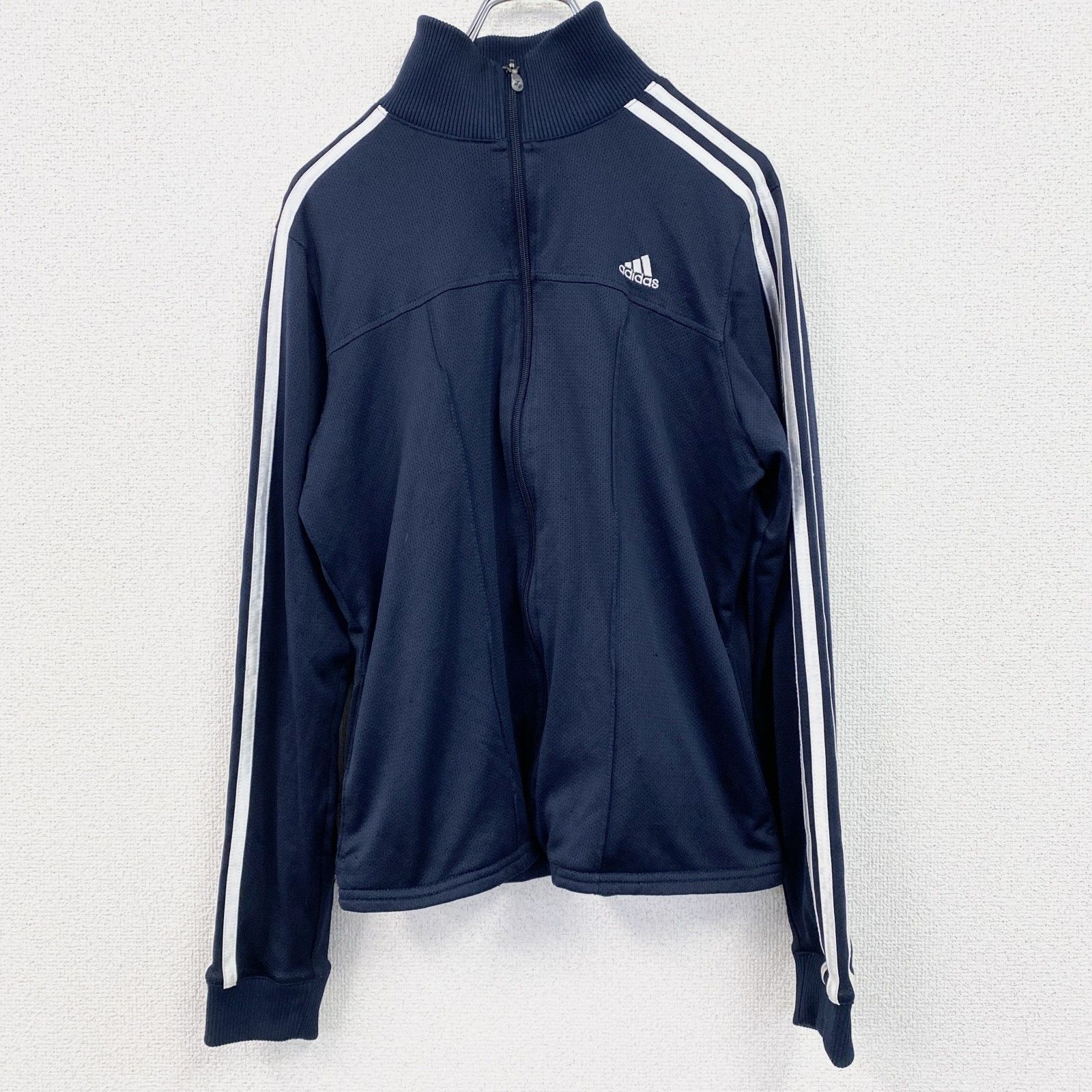 adidas ブルージャージ フルジップ　古着 古着 used adidas アディダス 長袖ロゴ刺繍ジャージ フルジップ