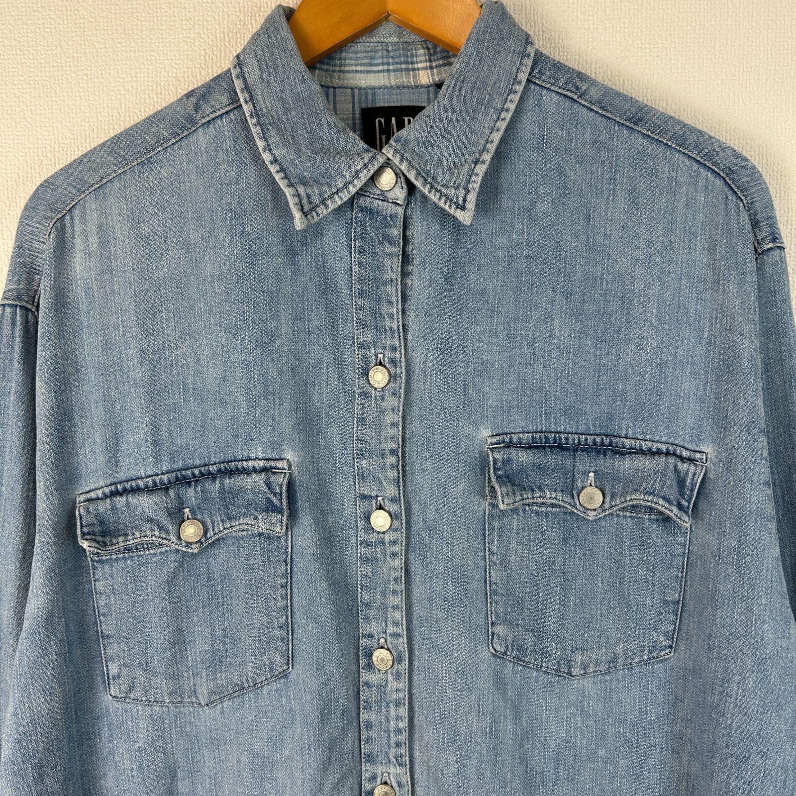 90s 00s old GAP DENIM ギャップデニム デニムシャツ 長袖 ブルー S 