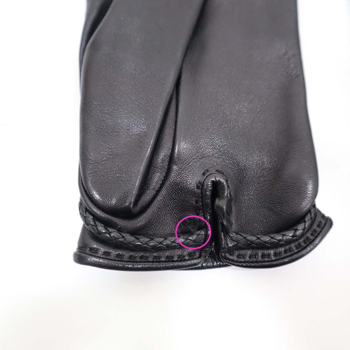 HERMES ラムスキンレザー手袋 ブラック サイズ7 エルメス HERMES 手袋