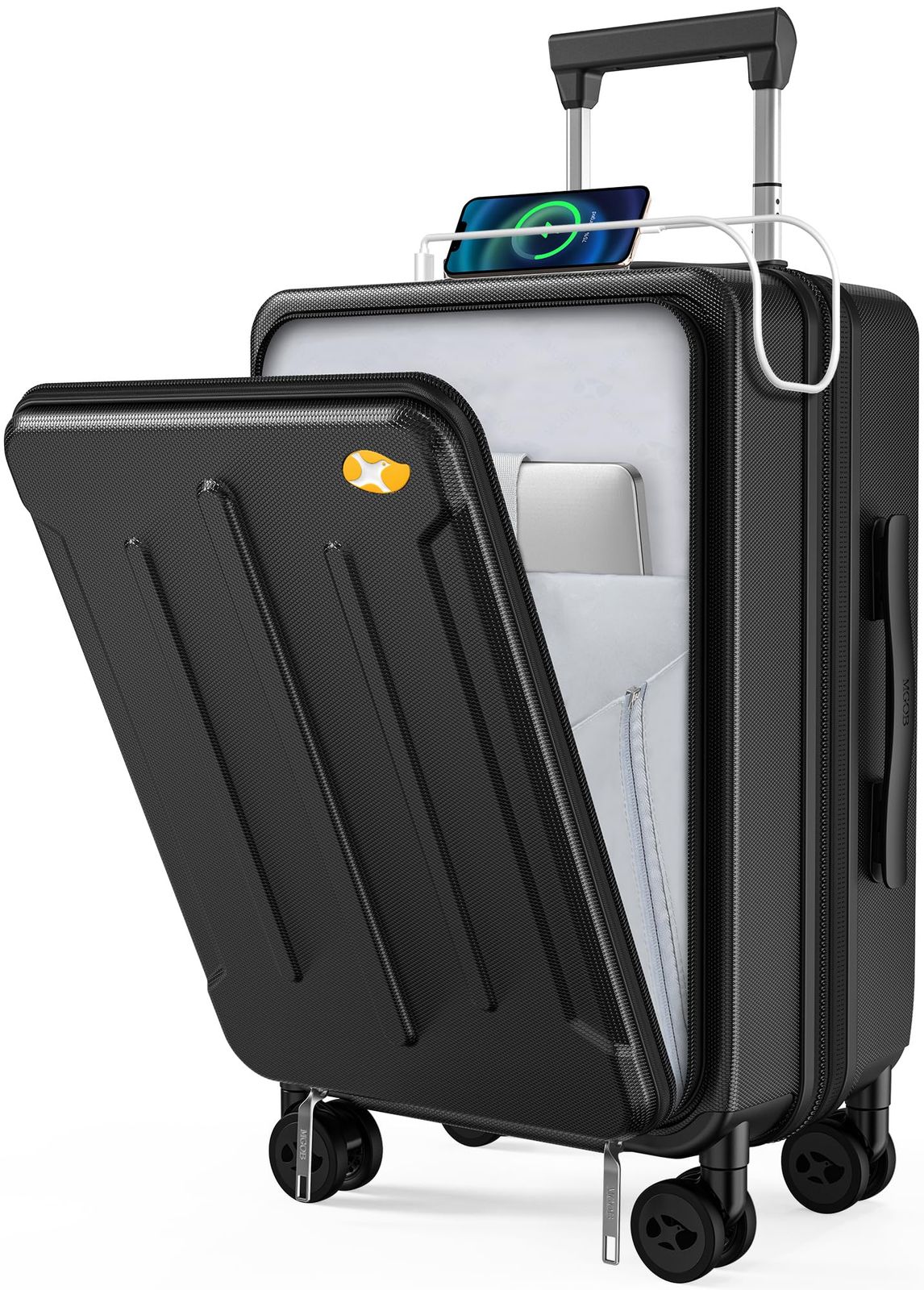 MGOB スーツケース 拡張機能付 機内持ち込み 振動軽減 軽量 大容量 フロントオープン フロントポケット キャリーケース キャリーバッグ 前開き 静音 素材PC 耐衝撃 頑丈 旅行 ビジネス 出張 USB Type-C ポート付き YKK 製ファスナ