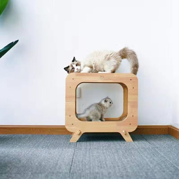 猫爪とぎ 木製ハウス付き スクラッチャー 高密度ダンボール詰め替え式 インテリアにも馴染むデザイン 耐久性◎ 運動不足 ストレス解消に