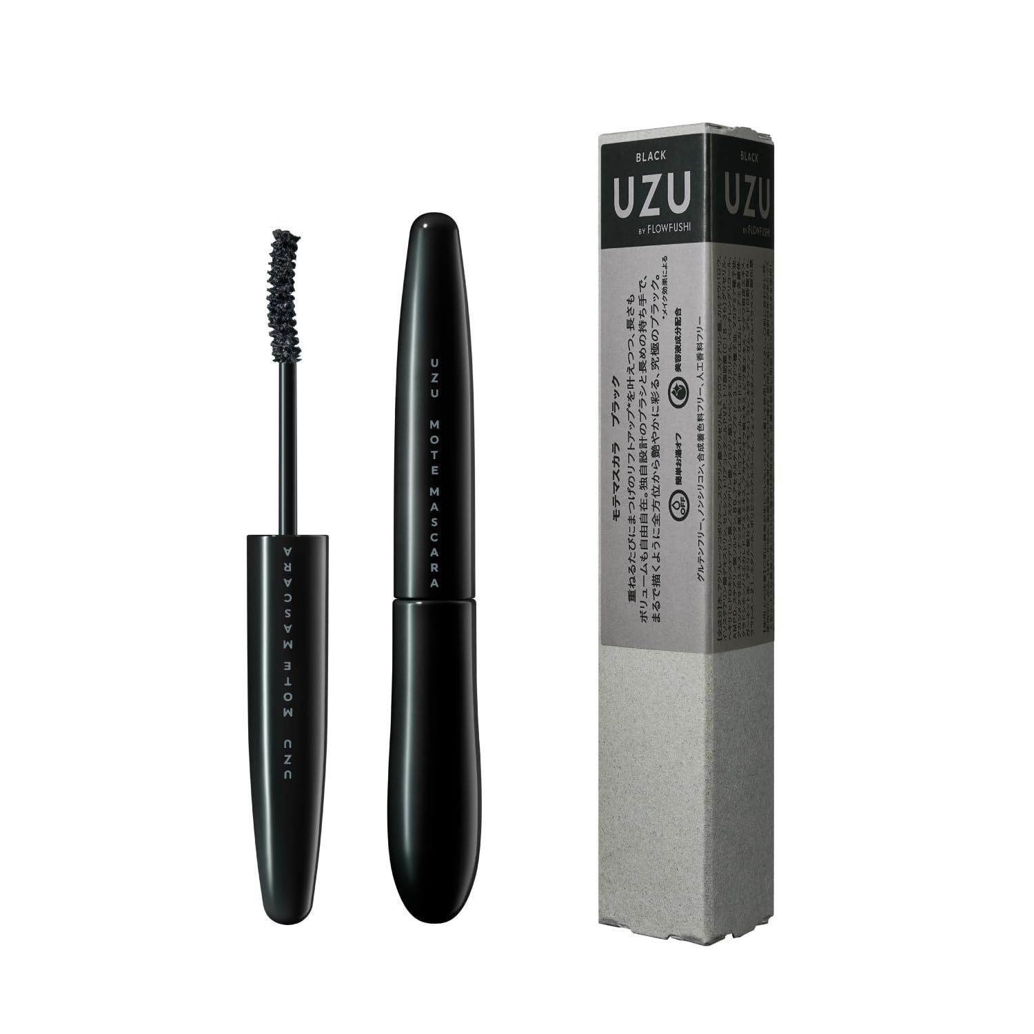 お湯オフ 耐水性 まつげ美容液配合 グルテンフリー [ブラック] モテマスカラ ノンシリコン MASCARA MOTE 合成着色料フリー (ウズバイフローフシ) FLOWFUSHI 人工香料フリー BY UZU