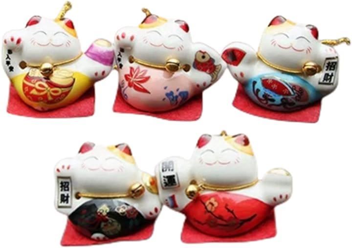 YouKuSaRa 幸運な猫 自動車の置物 陶磁器かわいい猫 置物装飾 ねこ飾り 癒し 焼き物 雑貨 オブジェ