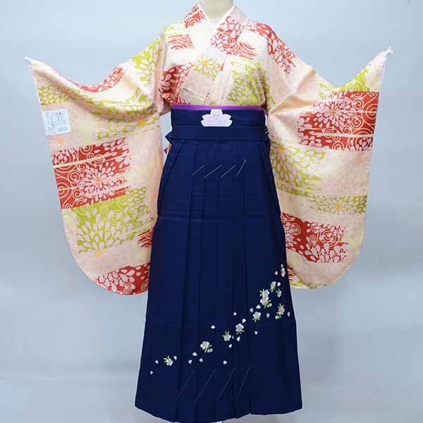 二尺袖 着物 袴フルセット ジュニア用へ直し 135cm～150cm 百花斉放 薄 