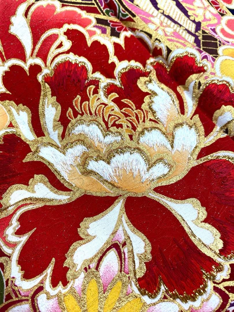 振袖 豪華 刺繍 金彩 紋意匠 薔薇 桜 身丈160cm 振袖 豪華 刺繍 金彩