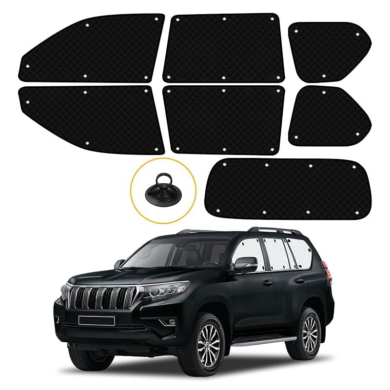 BLUESEATEC トヨタ ランドクルーザープラド 150系後期 遮光 カーテン サンシェード 断熱 露天駐車 H29.9-現行 着脱簡単 車中泊 車種専用設計 日除け 収納袋付き 7枚セット