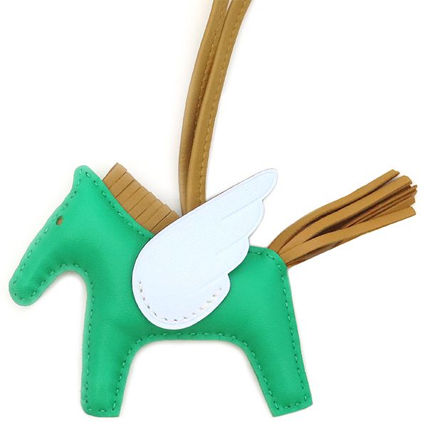 エルメス HERMES バッグチャーム ロデオPM ペガサス アニューミロ ミント×セサミ×ブループリュム 緑 茶 水色 U刻印 箱