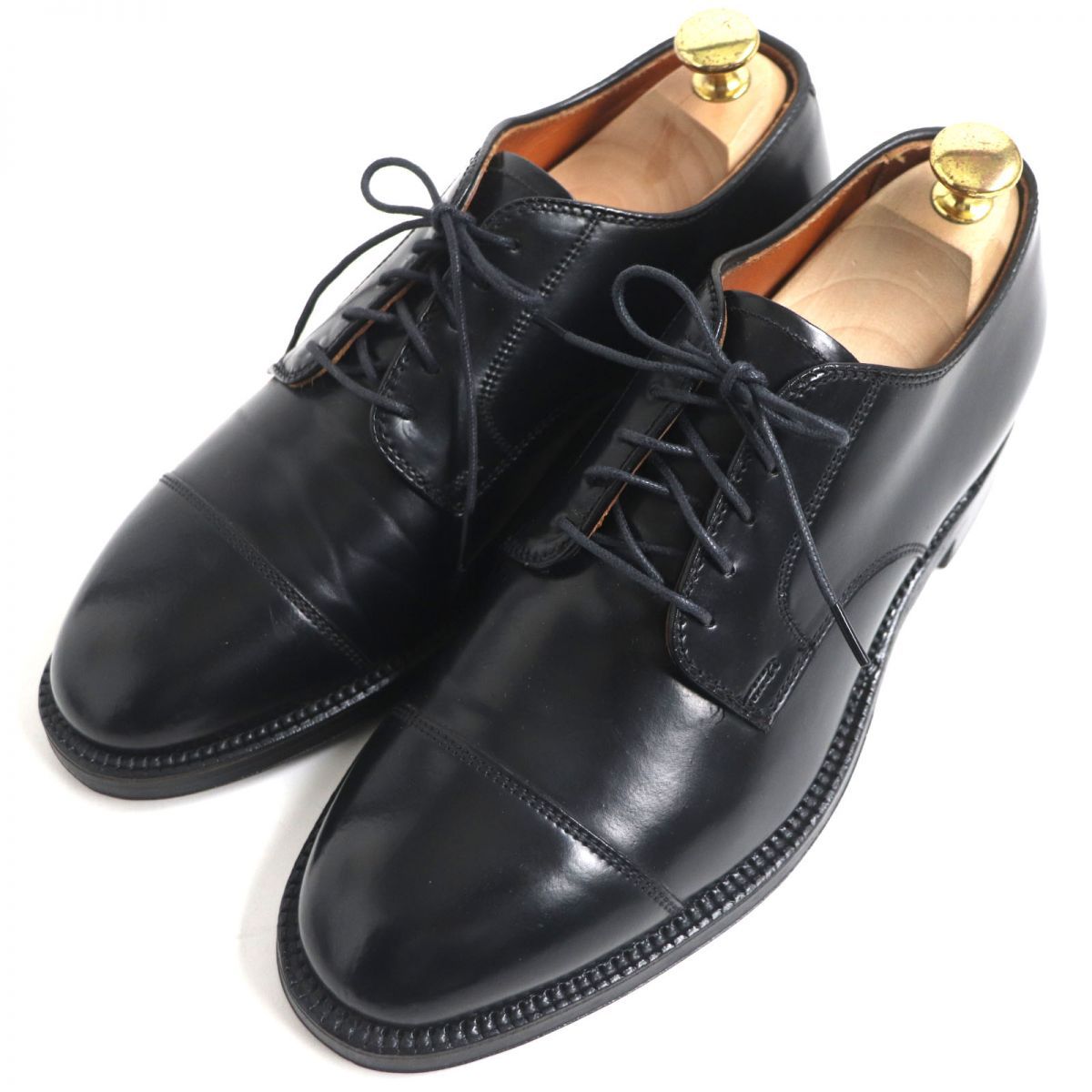 BROOKS BROTHERS×ALDEN ブルックスブラザーズ×オールデン 00061 ストレートチップ 外羽根 レザーシューズ 黒 7D メンズ