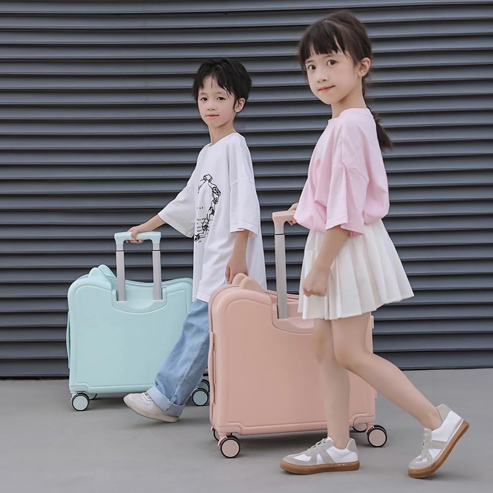 SUGGEST 乗れるキャリーケース 子ども用 43L 選べるカラー 座れる キャリーケース ロック機能 パステルカラー キッズ こども 旅行 海外 ホワイト