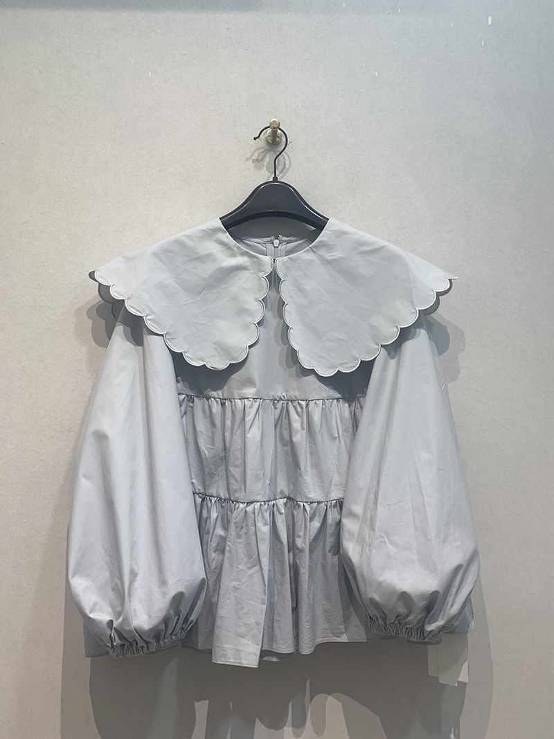 yori ヨリ スカラップ カラー ティアード ブラウス ロング