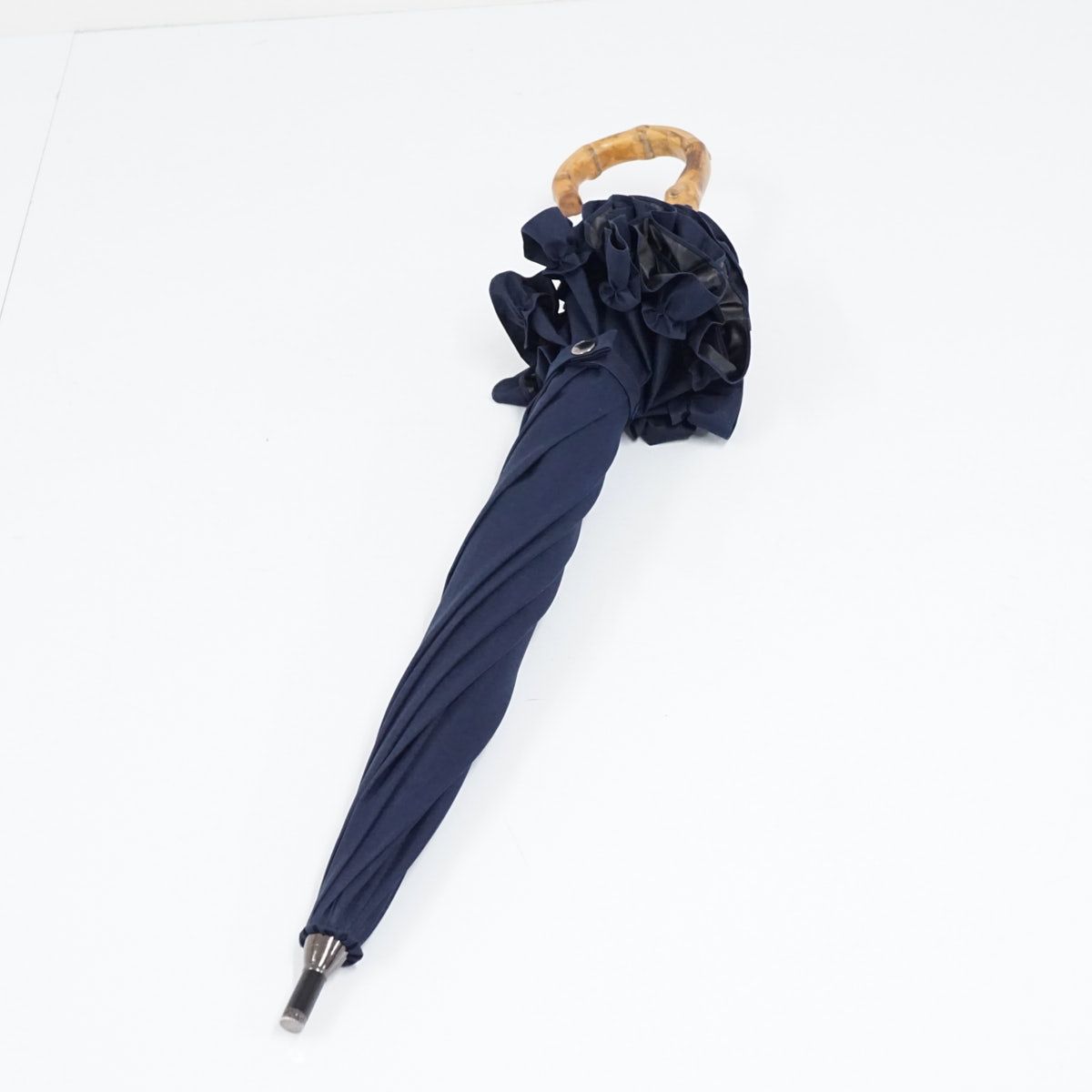 芦屋ロサブラン 完全遮光日傘 USED美品 ショートサイズ ネイビー 50cm ロサブラン 日傘 完全遮光 長傘 uv 晴雨兼用 1級遮光 涼しい