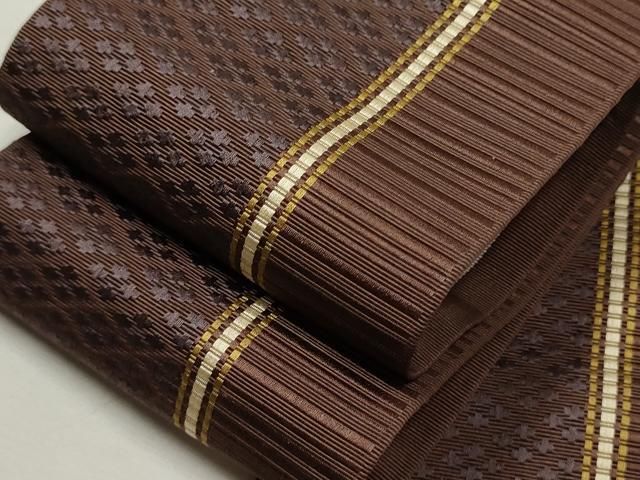 平和屋着物○男性 本場筑前博多織 両面 角帯 間道 献上柄 正絹 逸品