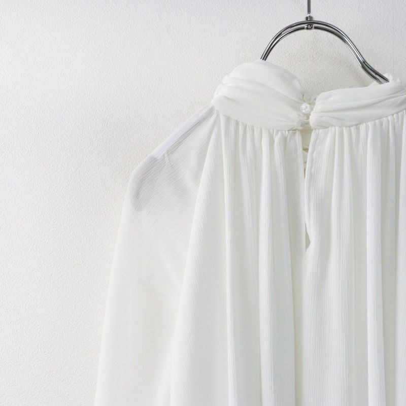【美品】ローブブラン　ケープスリーブ シフォンブラウス　ツイストタイ　Aライン Cape sleeve Chiffon Blouse – L'AUBE BLANC