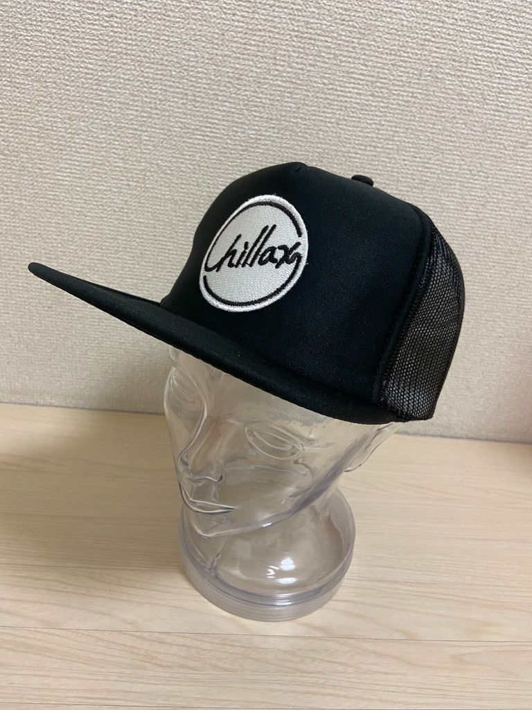 CHILLAX チラックス　フラットバイザー　黒白　ブラック　ワッペン　メッシュキャップ　　otto スナップバック　ユニセックス　サーフ　ストリート　ユニセックス　ロンハーマン　ムラスポ　ニューエラ　CHILL RELAX