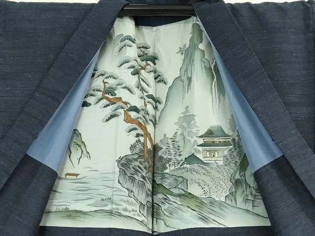 平和屋着物□極上 男性 本場結城玉紬 アンサンブル 長羽織 結織苑