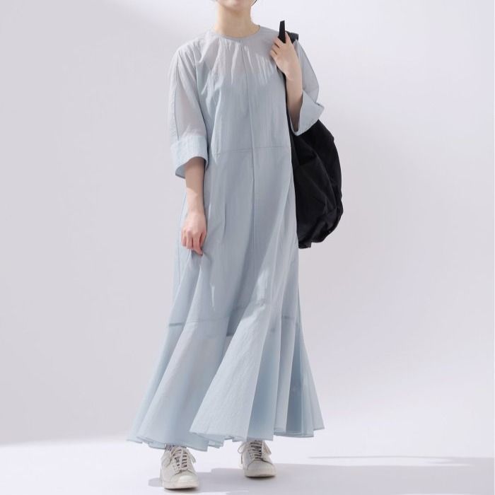 IENA イエナ 24040900600020 エアーナイロンシアーワンピース レディース 水色 38