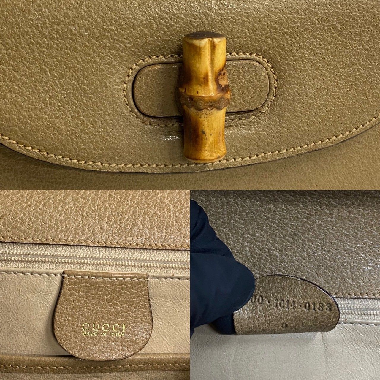 極 美品 GUCCI グッチ オールドグッチ ヴィンテージ バンブー レザー 