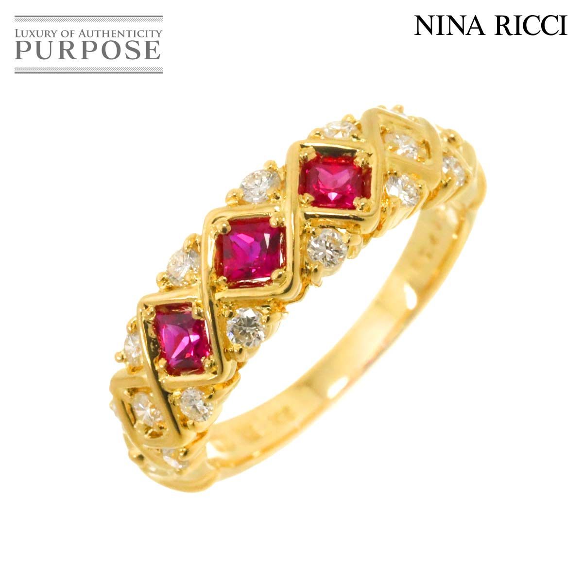 NINA RICCI ニナリッチ K18 ダイヤ ハート リング 12号　訳あり ニナリッチ NINA RICCI 12号 リング ルビー 0.41ct ダイヤ 0.33
