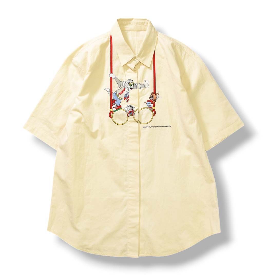 vintage(ヴィンテージ) 80'~90's big lace collar shortsleeve puffblouse 大きなレース衿の半袖パフスリーブブラウス ホワイト デザインボタン vintage(ヴィンテージ) 80'~90's big lace collar shortsleeve