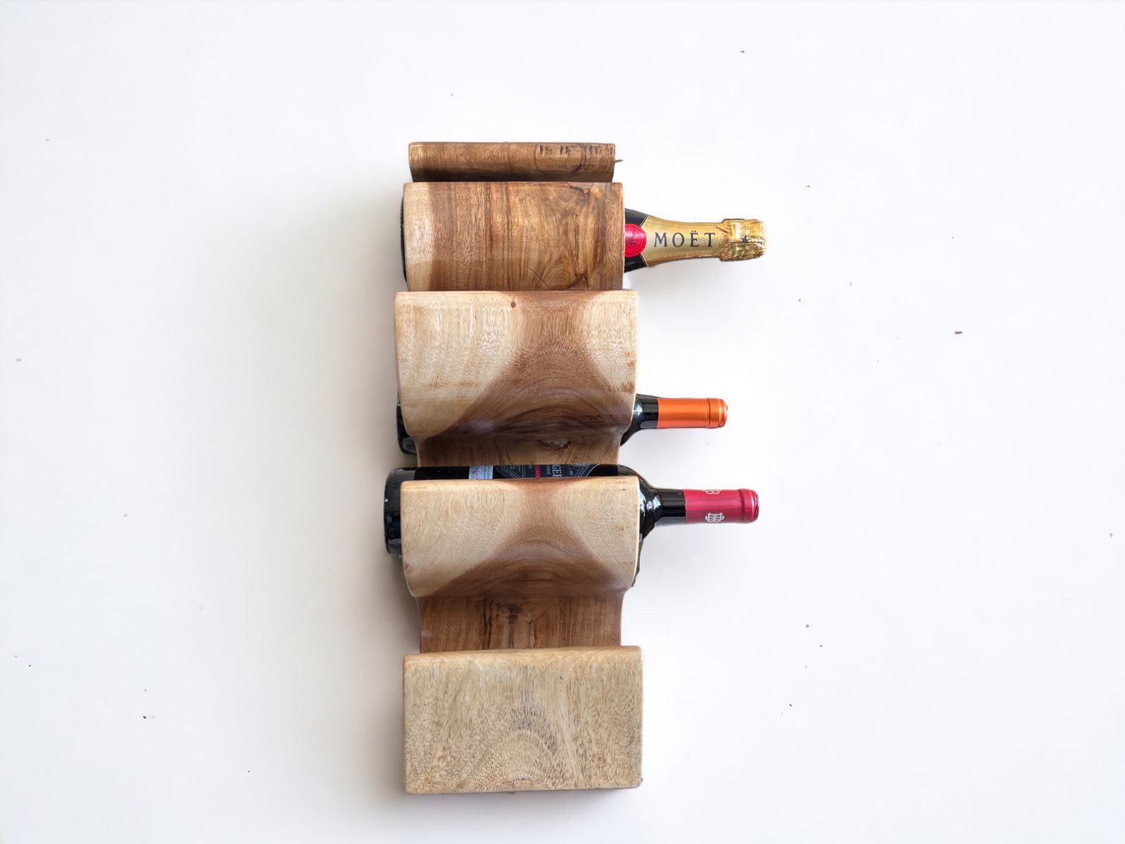 世界に一つの表情】モンキーポッド 無垢材 ボトルラック ハンドメイド
