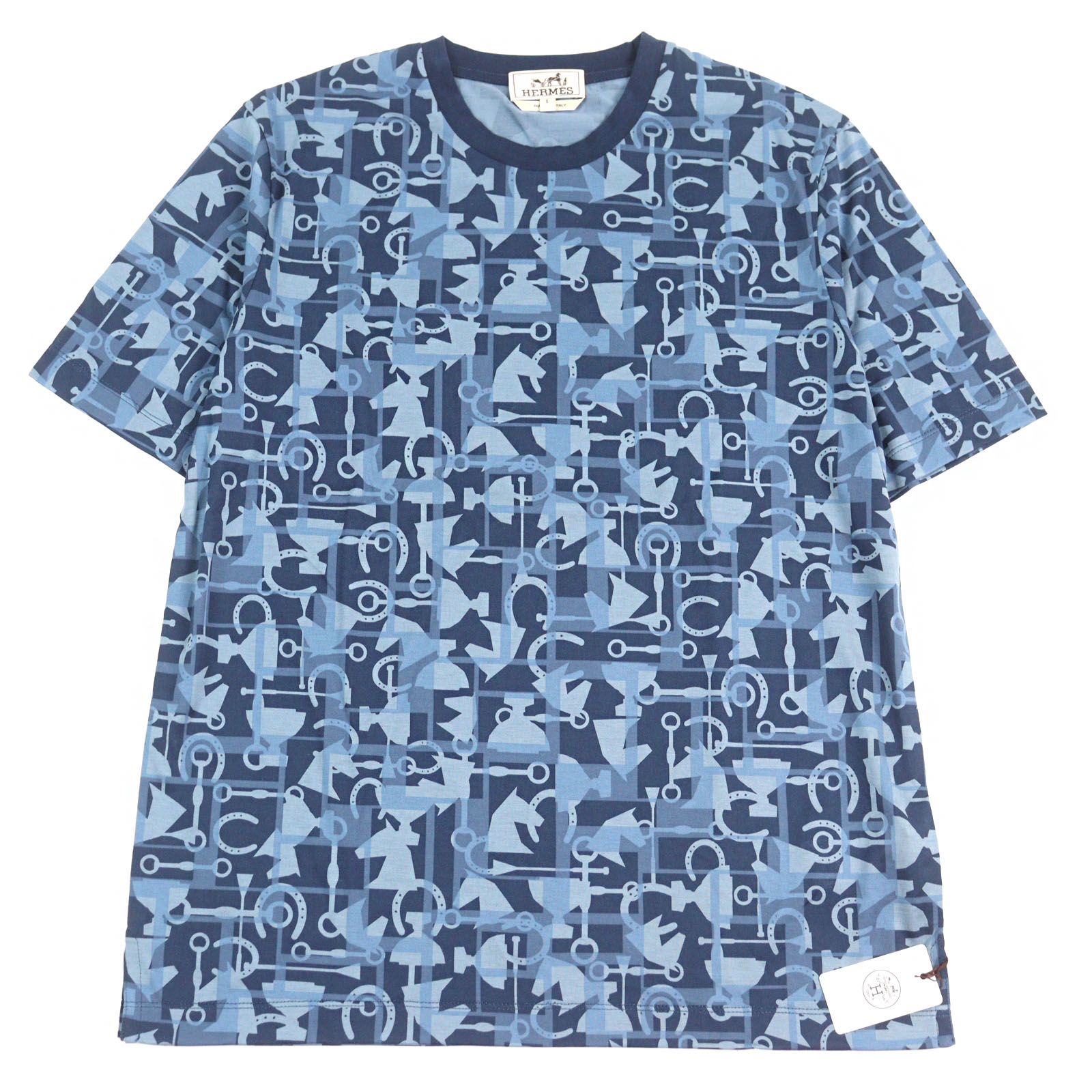 未使用品○HERMES エルメス コットン100% ホース総柄 ロデオチャーム  