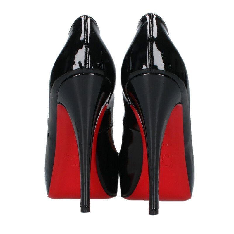 クリスチャンルブタン オープントゥプラットフォームパテントパンプス  