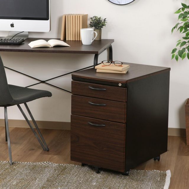 不二貿易 インキャビネット ブラック ブラウン L-05 BK BR キャスター付 ワゴン オフィス収納