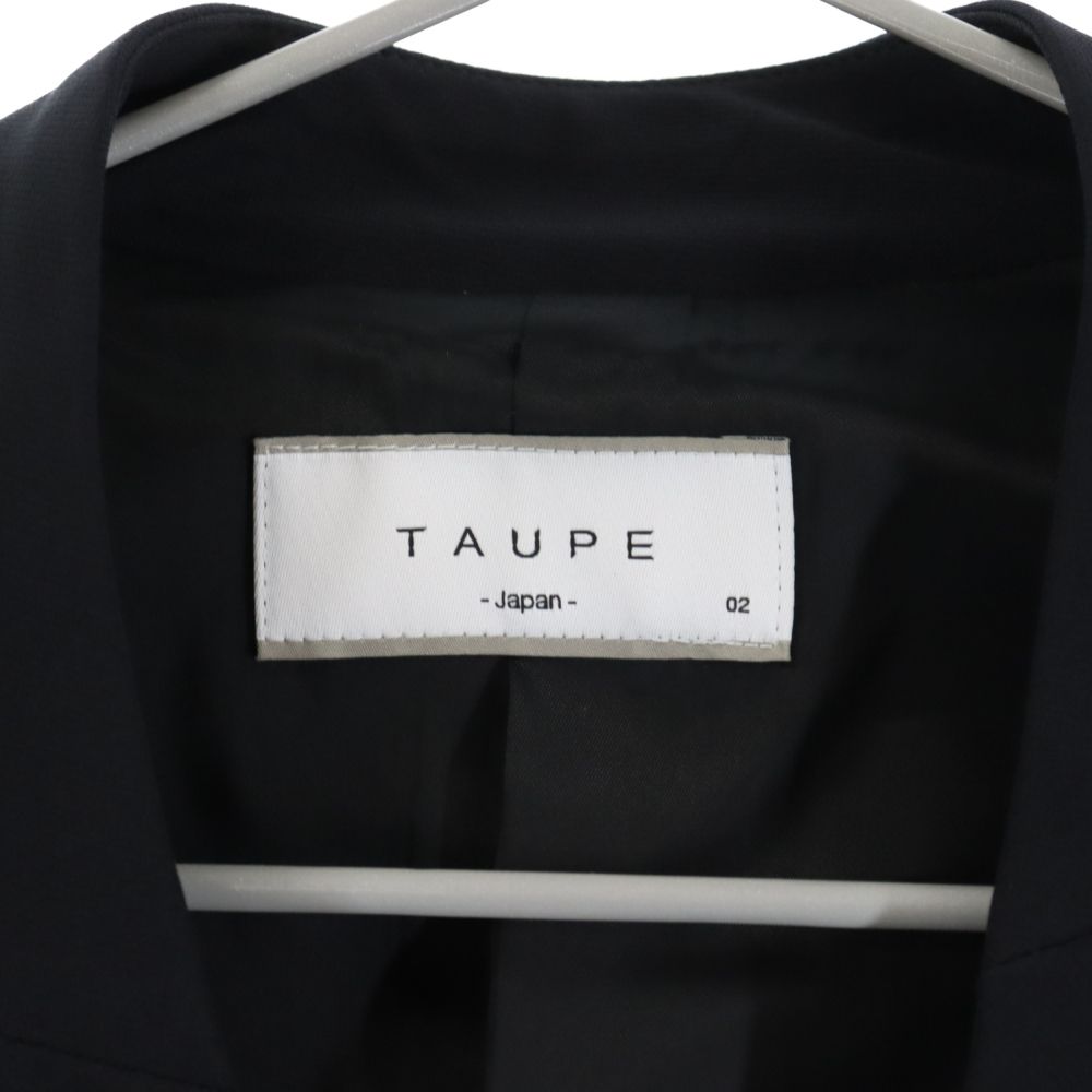 TAUPE (トープ) ナイロン混ノーカラー2Bジャケット ブラック