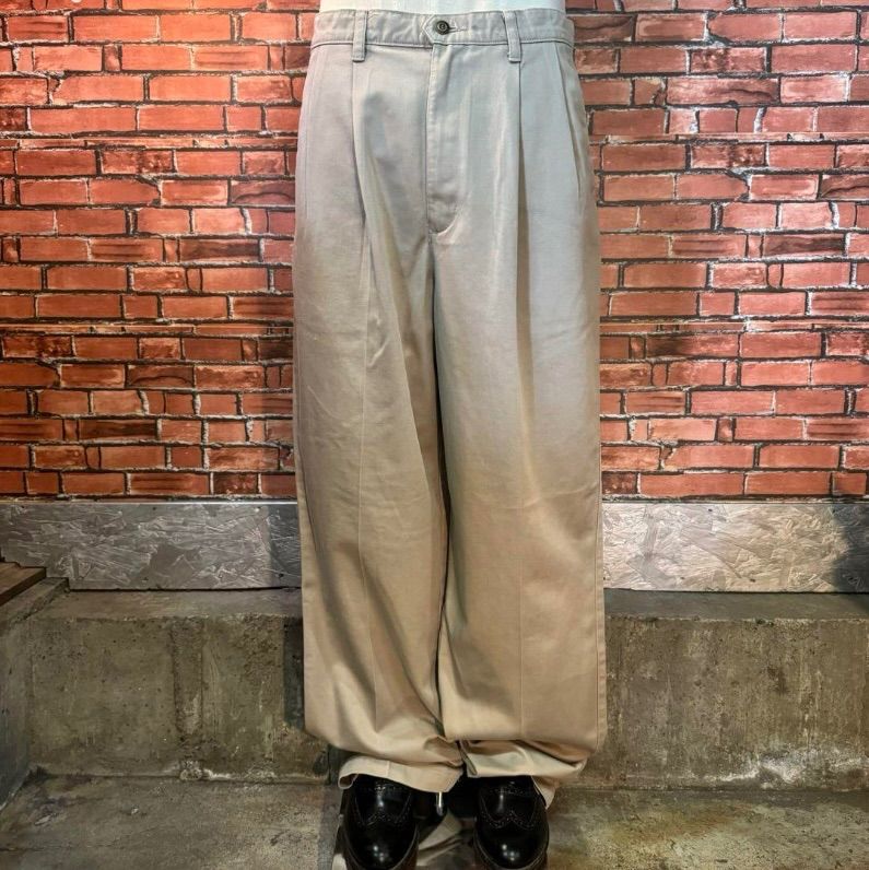 USA古着 wrangler チノパン ワイド ルーズ アメカジ Y2K ベージュ