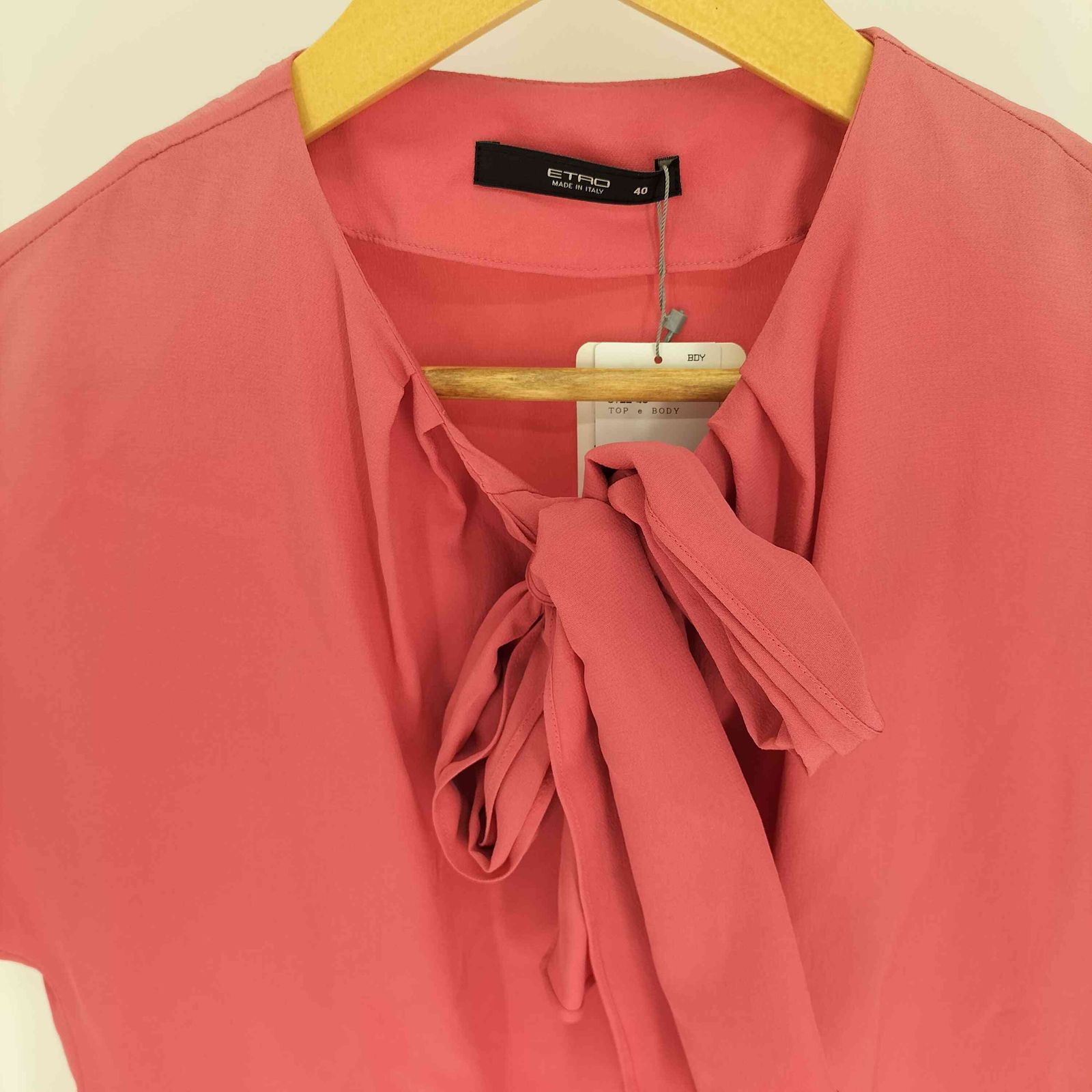 エトロ ETRO イタリア製 シルク 100％ ボウタイ S/S ブラウス