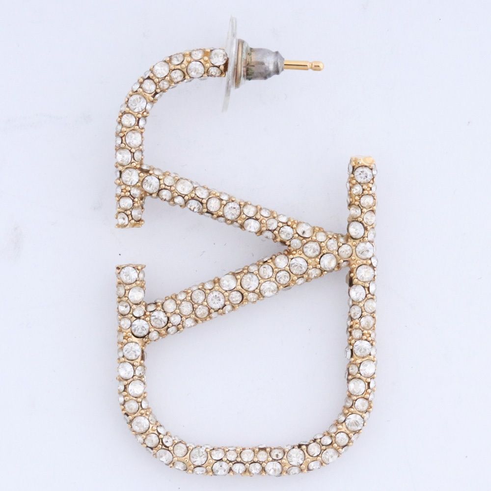 VALENTINO Vロゴ シグネチャー スワロフスキー クリスタル ピアス ゴールド ZW2J0G04YCW