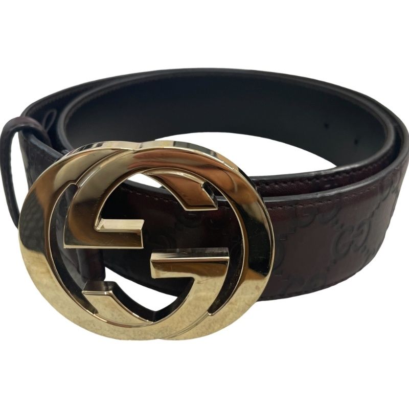 GUCCI グッチ GG柄ベルト 114876 480199 ブラウン 本革（レザー