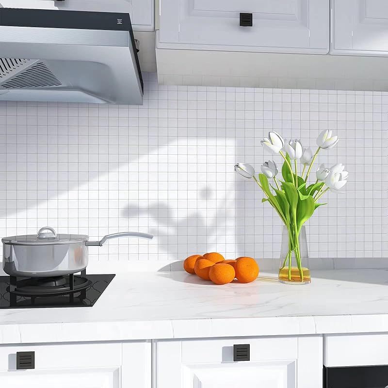 MORCART 超かわいいmini格子 タイルシール 防水 耐熱 キッチン 洗面所 トイレ DIY 家具やアイテムの装飾 タイルシート 壁紙シール 3D リメイクシート 25x25cm 20枚 1