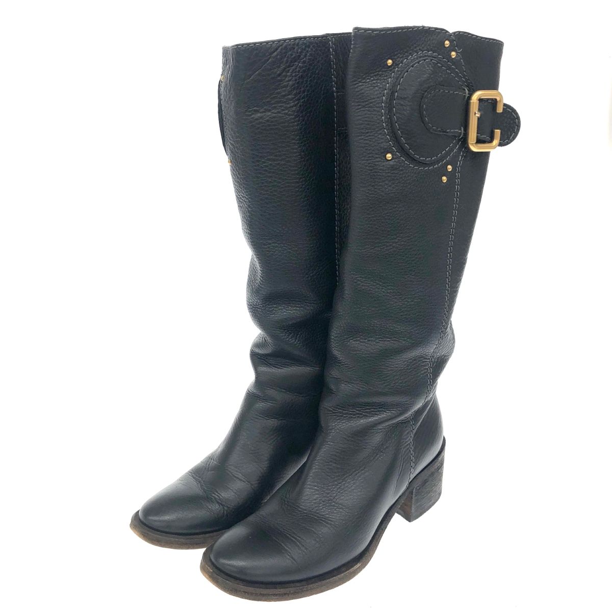 Chloe クロエ ロング ブーツ ブラック レザー レディース