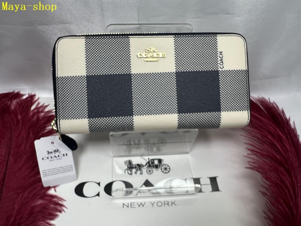 コーチ COACH 長財布 財布  ジップ ウォレット  バフ プレイド チェック パターン ミッドナイトマルチ レザー プレゼント 贈り物  吉日 ギフト 財布 レディース 新品未使用 ブランド  F25966 B035 13