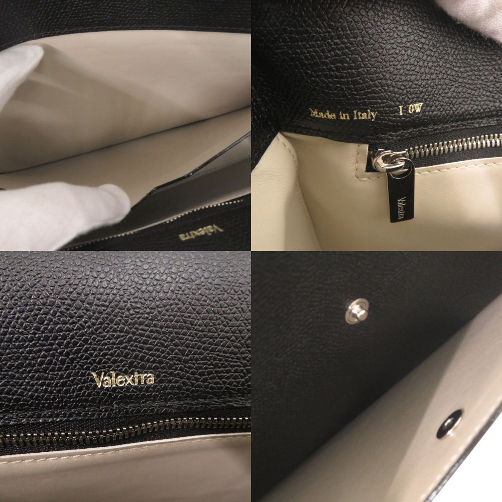 美品 ヴァレクストラ Vライン レザー ブラック ショルダーバッグ