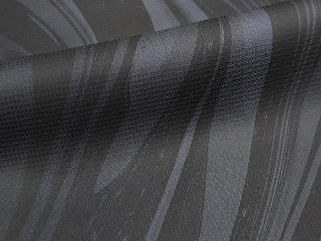 平和屋本店□極上 男性 小紋 墨流し文様 暈し染め 黒地 逸品